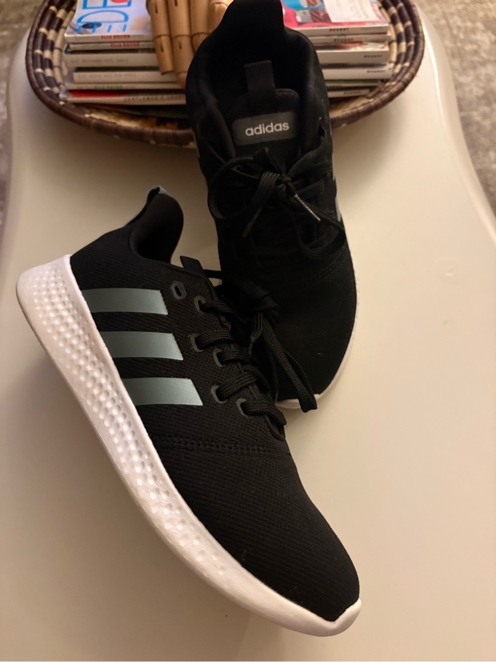 Adidas Men’s Black Athletic Shoes with Silver Stripes